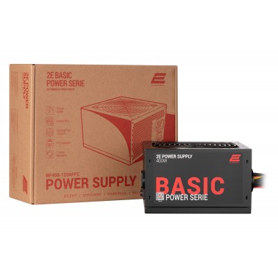 Блок питания 2E BASIC POWER (400W), 80%, 120mm, 1xMB 24pin(20+4), 1xCPU 8pin(4+4), 3xMolex, 4xSATA, 1xPCIe 8pin(6+2) 2E-BP400-120APFC Блок питания 2E BASIC POWER (400W), 80%, 120mm, 1xMB 24pin(20+4), 1xCPU 8pin(4+4), 3xMolex, 4xSATA, 1xPCIe 8pin(6+2) 2E-BP400-120APFC