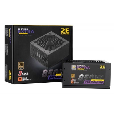 Блок питания 2E GAMING EXTRA POWER (850W), >90%, 80+ Gold, 140mm, 1xMB 24pin(20+4), 2xCPU 8pin(4+4), 4xMolex, 6xSATA, 4xPCIe 8pin(6+2), Fully Modular 2E-EP850GM-140 Блок питания 2E GAMING EXTRA POWER (850W), >90%, 80+ Gold, 140mm, 1xMB 24pin(20+4), 2xCPU 8pin(4+4), 4xMolex, 6xSATA, 4xPCIe 8pin(6+2), Fully Modular 2E-EP850GM-140