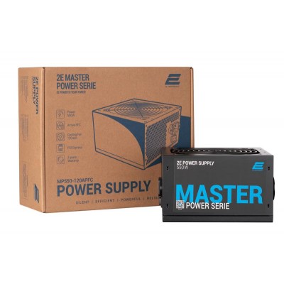 Блок питания 2E MASTER POWER (550W), >80%, 80+ White, 120mm, 1xMB 24pin(20+4), 1xCPU 8pin(4+4), 3xMolex, 5xSATA, 2xPCIe 8pin(6+2) 2E-MP550-120APFC Блок питания 2E MASTER POWER (550W), >80%, 80+ White, 120mm, 1xMB 24pin(20+4), 1xCPU 8pin(4+4), 3xMolex, 5xSATA, 2xPCIe 8pin(6+2) 2E-MP550-120APFC