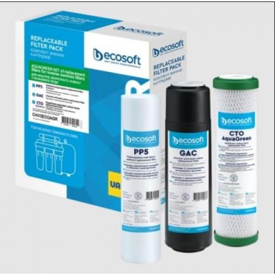 Комплект картриджей Ecosoft 1-2-3 для осмоса Absolute (полипропилен+GAC+AquaGreen) CHV3ECOAGR Комплект картриджей Ecosoft 1-2-3 для осмоса Absolute (полипропилен+GAC+AquaGreen) CHV3ECOAGR