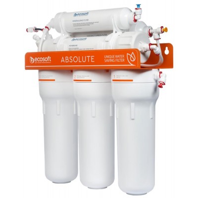 Фильтр обратного осмоса Ecosoft Absolute с минерализатором, 75 галл/сутки, дренаж 1:1, двойной кран модерн MO675MECO