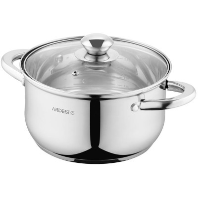 Кастрюля Ardesto Gemini Gourmet, стеклянная крышка, 3.2 л, нержавеющая сталь AR1932GSS Кастрюля Ardesto Gemini Gourmet, стеклянная крышка, 3.2 л, нержавеющая сталь AR1932GSS