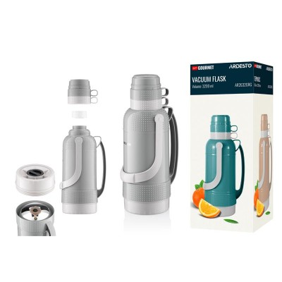 Термос Ardesto Gemini Gourmet, 3200мл, пластик, боросиликатное стекло, серый AR2632GRE