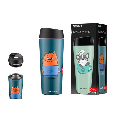 Термочашка Ardesto Coffee time Red Cat, 450мл, нержавеющая сталь, синий AR2645CG