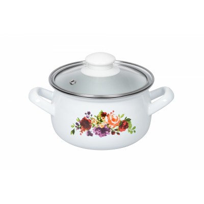 Кастрюля Ardesto AR0115 Magic Flowers, стеклянная крышка, 1.5 л, белая Кастрюля Ardesto AR0115 Magic Flowers, стеклянная крышка, 1.5 л, белая