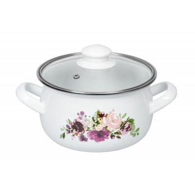 Кастрюля Ardesto AR0120 Magic Flowers, стеклянная крышка, 2 л, белая Кастрюля Ardesto AR0120 Magic Flowers, стеклянная крышка, 2 л, белая
