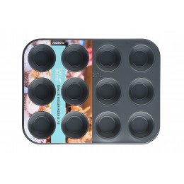 Форма для выпечки маффинов Ardesto Tasty baking на 12 шт. 35*26,5*3 см, серый,голубой, угл. Сталь AR2305T Форма для выпечки маффинов Ardesto Tasty baking на 12 шт. 35*26,5*3 см, серый,голубой, угл. Сталь AR2305T
