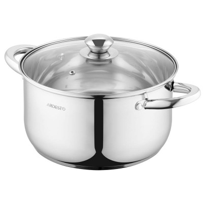 Кастрюля Ardesto Gemini Gourmet, стеклянная крышка, 5.8 л, нержавеющая сталь AR1958GSS Кастрюля Ardesto Gemini Gourmet, стеклянная крышка, 5.8 л, нержавеющая сталь AR1958GSS