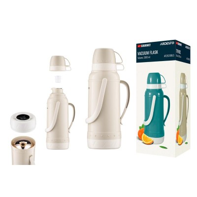 Термос Ardesto Gemini Gourmet, 2000мл, пластик, боросиликатное стекло, бежевый AR2620BGG