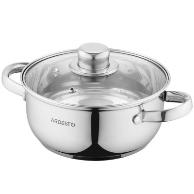 Кастрюля Ardesto Gemini Gourmet, стеклянная крышка, 1.8 л, нержавеющая сталь AR1918BC Кастрюля Ardesto Gemini Gourmet, стеклянная крышка, 1.8 л, нержавеющая сталь AR1918BC
