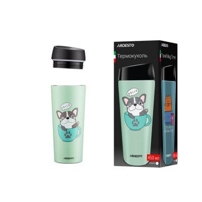 Термочашка Ardesto Coffee time Frenchie, 450мл, нержавеющая сталь, зеленый AR2645DG