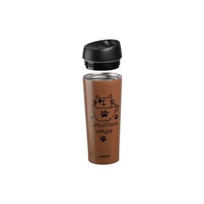 Термочашка Ardesto Coffee time Cat 450 мл, мокко, нержавеющая сталь AR2645DMM