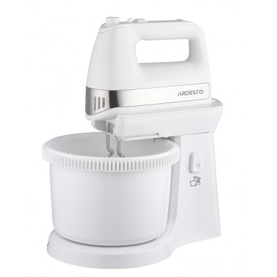 Миксер с чашей Ardesto KSTM-500W - 500Вт/5 скор.+турбо/ 2 венчика/2 крючка/белый KSTM-500W Миксер с чашей Ardesto KSTM-500W - 500Вт/5 скор.+турбо/ 2 венчика/2 крючка/белый KSTM-500W