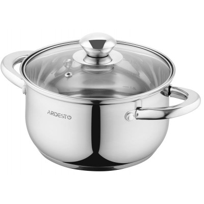 Кастрюля Ardesto Gemini Gourmet, стеклянная крышка, 2.3 л, нержавеющая сталь AR1923GSS Кастрюля Ardesto Gemini Gourmet, стеклянная крышка, 2.3 л, нержавеющая сталь AR1923GSS