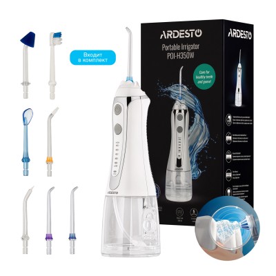 Ирригатор портативный Ardesto POI-H350W 300мл/7 насадок/чехол для транспортировки POI-H350W Ирригатор портативный Ardesto POI-H350W 300мл/7 насадок/чехол для транспортировки POI-H350W