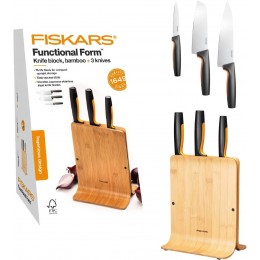 Набор ножей Fiskars FF с бамбуковой подставкой, 3 шт 1057553
