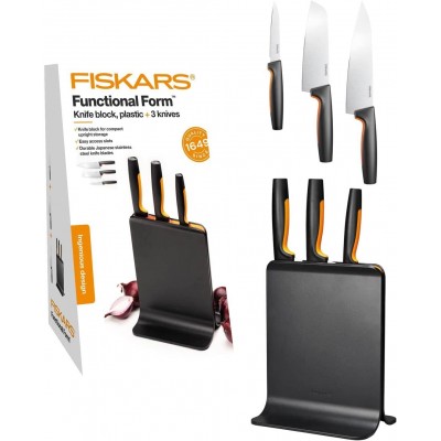 Набор ножей Fiskars FF с пластиковой подставкой, 3 шт 1057555 Набор ножей Fiskars FF с пластиковой подставкой, 3 шт 1057555