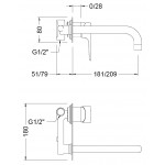Смеситель для раковины GENEBRE KORAL-22, встраиваемый, излив 22см (64132324566)