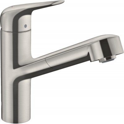 Смеситель для кухни Hansgrohe Focus M42, дл.излива - 225мм, вытяжной, 1 рычаг, KM150, сталь 71814800 Смеситель для кухни Hansgrohe Focus M42, дл.излива - 225мм, вытяжной, 1 рычаг, KM150, сталь 71814800