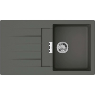 Мойка кухонная Hansgrohe S52, гранит, прямоуг., с крылом, 840х480х190мм, чаша - 1, врезная, серый камень 43356290 Мойка кухонная Hansgrohe S52, гранит, прямоуг., с крылом, 840х480х190мм, чаша - 1, врезная, серый камень 43356290