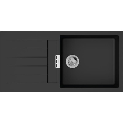 Мойка кухонная Hansgrohe S52, гранит, прямоуг., с крылом, 980х480х190мм, чаша- 1, накладная, S520-F480, черный графит 43358170 Мойка кухонная Hansgrohe S52, гранит, прямоуг., с крылом, 980х480х190мм, чаша- 1, накладная, S520-F480, черный графит 43358170