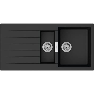 Мойка кухонная Hansgrohe S52, гранит, прямоуг., с крылом, 980х480х190мм, чаша- 1.5, накладная, S520-F530, черный графит 43357170 Мойка кухонная Hansgrohe S52, гранит, прямоуг., с крылом, 980х480х190мм, чаша- 1.5, накладная, S520-F530, черный графит 43357170