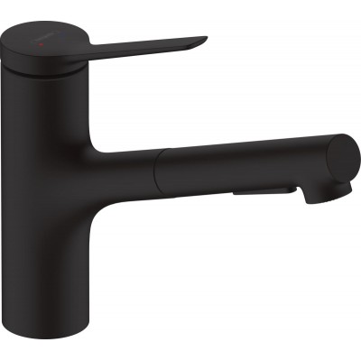 Смеситель для кухни Hansgrohe Zesis M33, дл.излива - 219мм, вытяжной, 1 рычаг, KM150, матовый черный 74800670 Смеситель для кухни Hansgrohe Zesis M33, дл.излива - 219мм, вытяжной, 1 рычаг, KM150, матовый черный 74800670