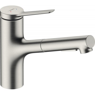 Смеситель для кухни Hansgrohe Zesis M33, дл.излива - 219мм, вытяжной, 1 рычаг, KM150, сталь 74800800 Смеситель для кухни Hansgrohe Zesis M33, дл.излива - 219мм, вытяжной, 1 рычаг, KM150, сталь 74800800