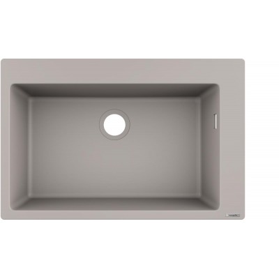 Мойка кухонная Hansgrohe S51, гранит, прямоуг., без крыла, 770х510х190мм, чаша- 1, накладная, S510-F660, серый бетон 43313380 Мойка кухонная Hansgrohe S51, гранит, прямоуг., без крыла, 770х510х190мм, чаша- 1, накладная, S510-F660, серый бетон 43313380
