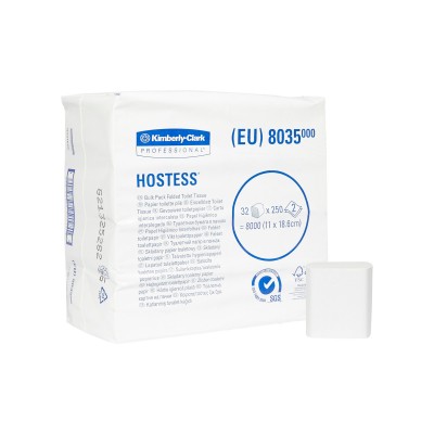 Туалетний папір Kimberly-Clark Hostess™ 32 Bulk Pack, код 8035, білий, двошаровий, 32 уп x 250 шт (всього 8000 аркушів) Туалетний папір Kimberly-Clark Hostess™ 32 Bulk Pack, код 8035, білий, двошаровий, 32 уп x 250 шт (всього 8000 аркушів)