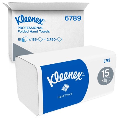 Складені рушники для рук V-Fold, Kimberly-Clark Kleenex® код 6789, 15 пачок x 186 аркушів білого, двошарового паперу (всього 2790 шт.) Складені рушники для рук V-Fold, Kimberly-Clark Kleenex® код 6789, 15 пачок x 186 аркушів білого, двошарового паперу (всього 2790 шт.)