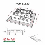 Поверхность газовая на металле Perfelli HGM 61620 WH Поверхность газовая на металле Perfelli HGM 61620 WH