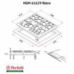 Поверхность газовая на металле Perfelli HGM 61629 BL RETRO Поверхность газовая на металле Perfelli HGM 61629 BL RETRO