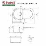 Мойка кухонная гранитная Perfelli IZETTA OGI 1141-78 BLACK METALLIC Мойка кухонная гранитная Perfelli IZETTA OGI 1141-78 BLACK METALLIC
