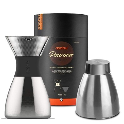 Кофеварка портативная 1,1 л ASOBU Pourover PO300 silver-black Кофеварка портативная 1,1 л ASOBU Pourover PO300 silver-black