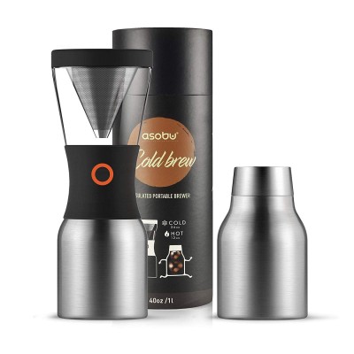Кофеварка портативная 1,1 л ASOBU Coldbrew KB900 silver-black