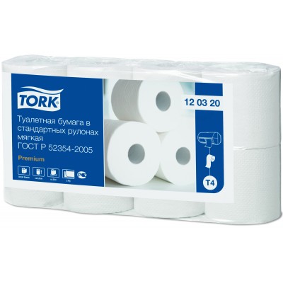 Мягкая туалетная бумага Tork 120320 Premium в стандартных рулонах 8 шт Мягкая туалетная бумага Tork 120320 Premium в стандартных рулонах 8 шт