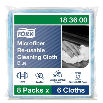 Багаторазова серветка з мікрофібри Tork 183600 упаковка/6 серветок, 30,5 см × 30,5 см, колір синій Багаторазова серветка з мікрофібри Tork 183600 упаковка/6 серветок, 30,5 см × 30,5 см, колір синій