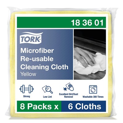 Багаторазова серветка з мікрофібри Tork 183601 упаковка/6 серветок, 30,5 см × 30,5 см, колір жовтий