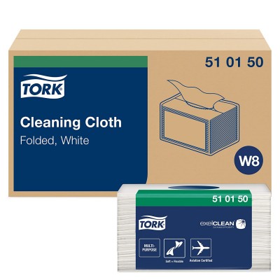 Серветки, що очищають Tork 510150 упаковка / 55 серветок, 32 см × 38,5 см Білий