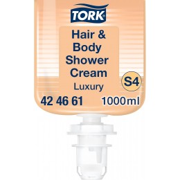 Люксовое крем-мыло для душа для тела и волос 1л Tork 424661 S4 1 нажатие 1-1.7мл. 1000 порций картридж