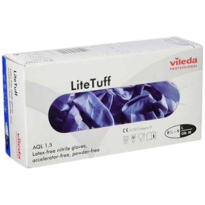 Рукавички нітрилові Vileda Professional LiteTuff, сині, розмір L, 100 шт Рукавички нітрилові Vileda Professional LiteTuff, сині, розмір L, 100 шт