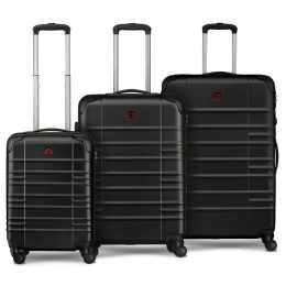 Набор чемоданов Wenger, Amplar 3 в 1, (S,M,L), пластик, 4 колеса, чёрный 653149