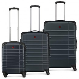 Набор чемоданов Wenger, Amplar 3 в 1, (S,M,L), пластик, 4 колеса, синий 653150